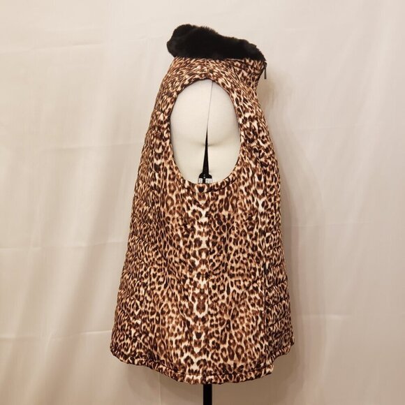 Calvin Klein Women's Leopard/Animal Print Puffer Jacket w/Faux Fur Collar, SZ 1X - Picture 7 of 12